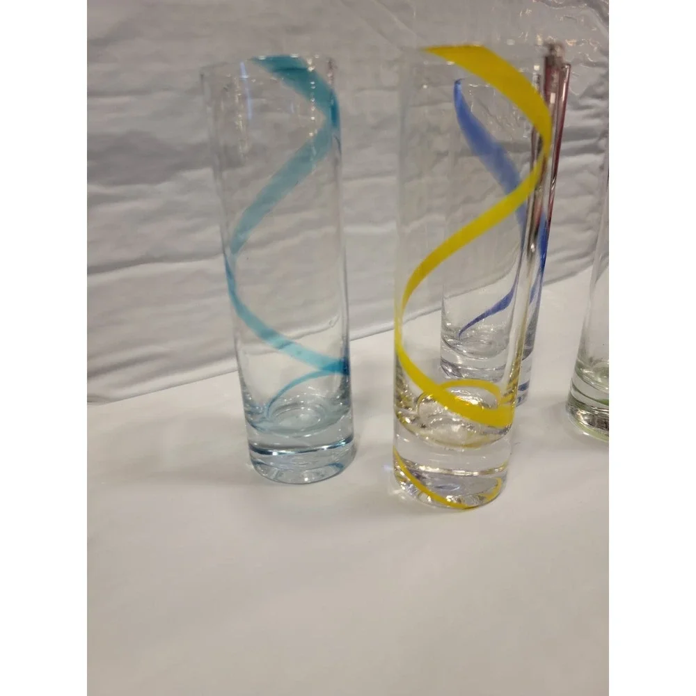 Shot Glasses -4 Tall 2‎ oz. Twirl shooter Cordial Clear with Color Swirl Barware